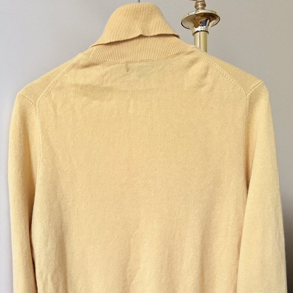 Vintage | Lands' End | Soft Yellow 100% Cashmere Turtle Neck Sweater | US L - Picture 5 of 9